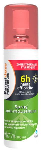  Parasidose Spray Anti-Moustiques 6H Haute Efficacité Zones Tropicales Et À Risques  code EAN 3518646042713 