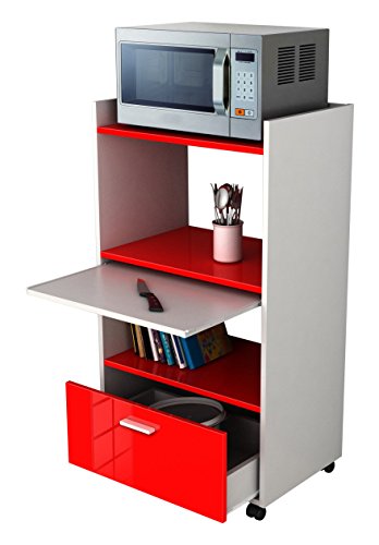 Cannelle desserte panneau de particule rouge/bl...