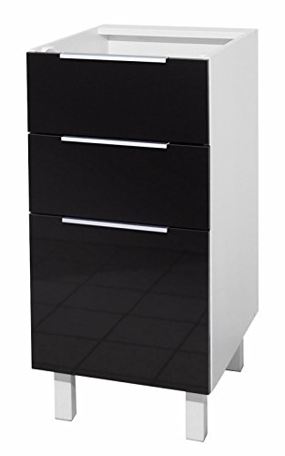 Belenus Berlenus CT4BN Meuble Bas de Cuisine avec 3 Tiroirs Noir Haute Brillance 40 cm 3519110054515 (3519110054515)