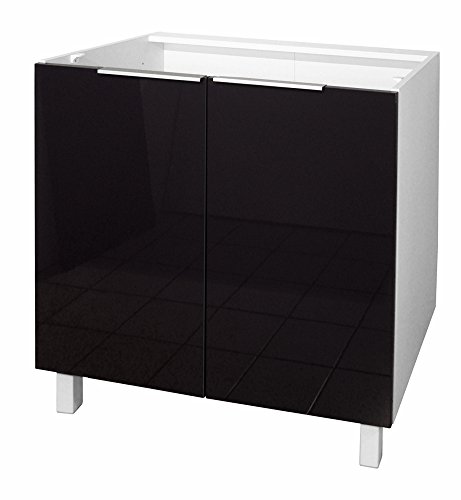 Belenus Berlenus CP8BN Meuble Bas de Cuisine avec 2 Portes Noir Haute Brillance 80 cm 3519110058018 (3519110058018)