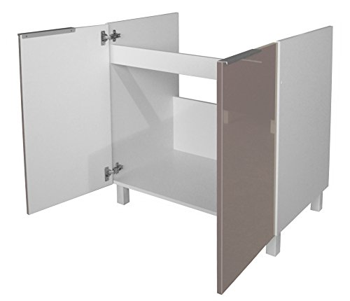 Berlenus Ce8bt armoire bas de cuisine sous-evier taupe haute brillance 80 x 52 x 83 cm 3519110058278 (3519110058278)