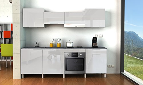 Emilie bloc cuisine bois blanc 2,40 m