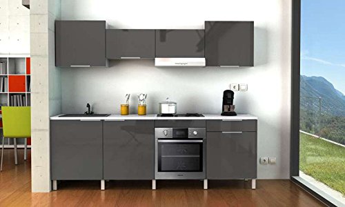 Emilie bloc cuisine bois gris 2,40 m