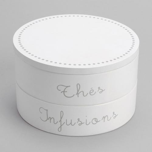 Accessoires thé - Boîte à thé 2 Etages Blanche