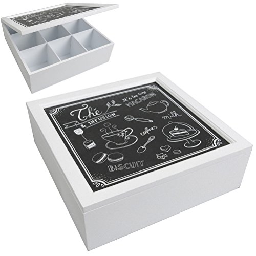 Boite carrée en bois pour le thé