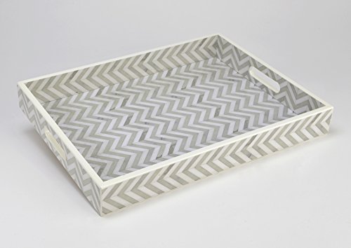 Plateau de service moderne carré nacre ZIGZAG A...