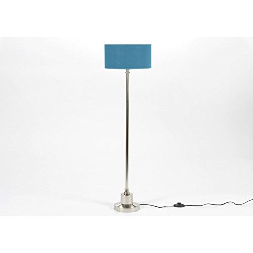 Lampe fine chrome 115 cm et abat-jour en lin bl...