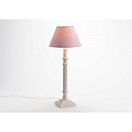 Lampe pied blanchie Alice rose dragée 49cm