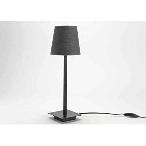 Lampe droite en métal et ab en lin gris foncé H...
