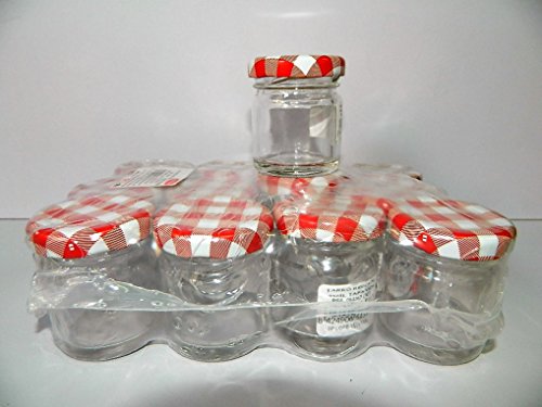 mediteraneo 12 bocaux pot 45ml en verre rond pour conservation de confiture Couvercles rouges à carreaux code EAN 3520101259734 