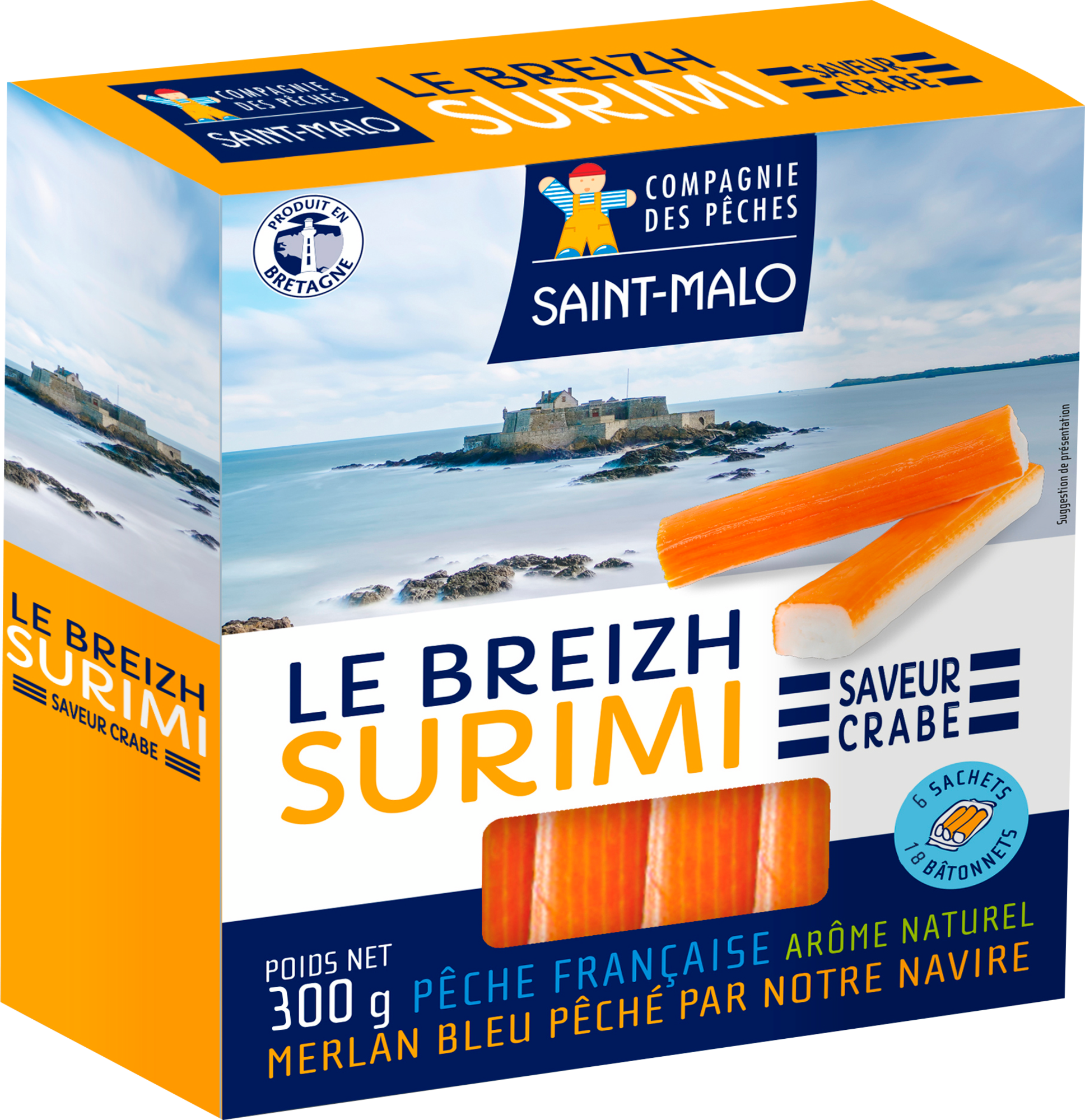 COMPAGNIE DES PÊCHES SAINT-MALO Le Breizh Surimi Saveur Crabe code EAN 3521048222263 
