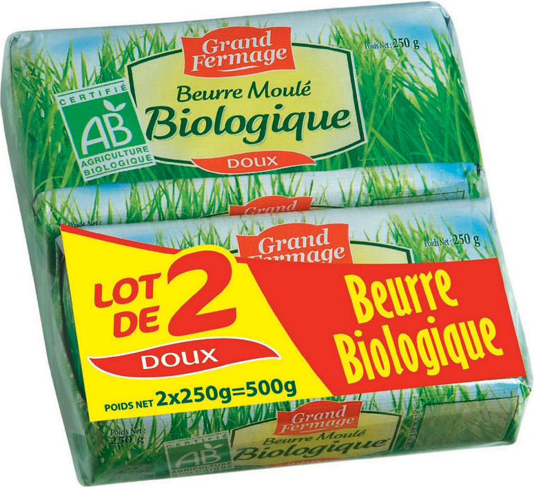 BEURRE MOULÉ BIOLOGIQUE 82% MAT. GR.(3) “GRAND FERMAGE” 3523230022620 (3523230022620)