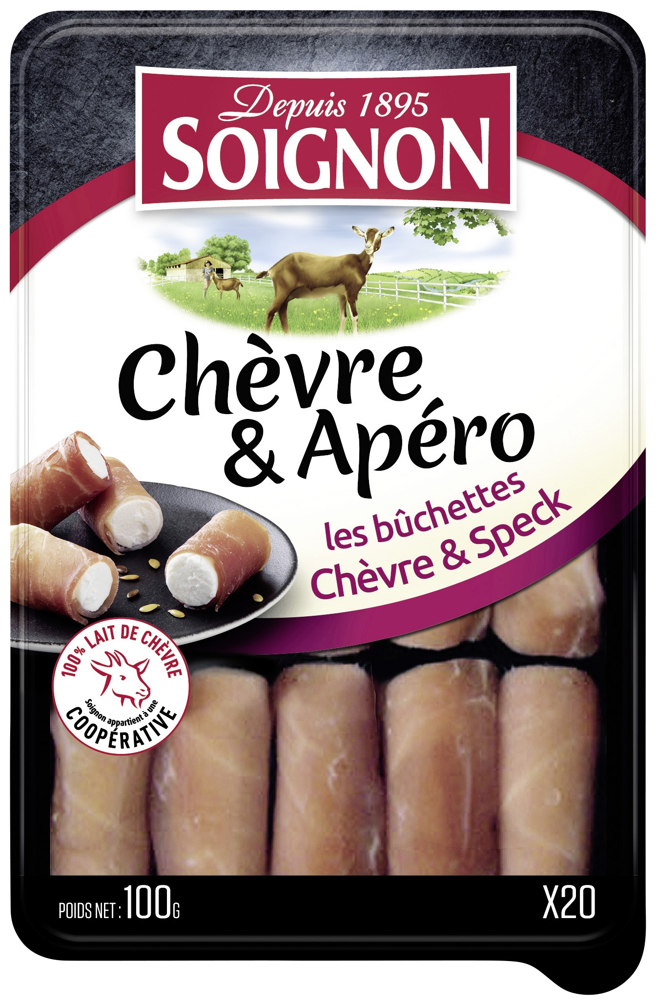 Bûchettes chèvre et speck Soignon