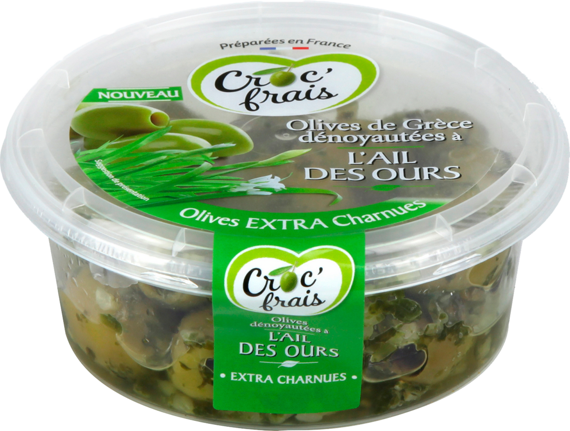 OLIVES VERTES DENOYAUTEES A L'AIL DES OURS 