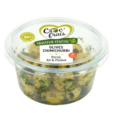 OLIVES CHIMICHURRI AU PERSIL, AIL & PIMENT
