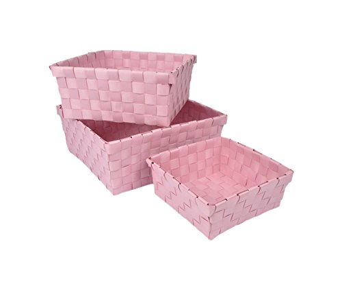 Douceur d'Intérieur 6gmb267rs panier tressé set de 3 rose poudré 21,5 x 21,5 x 9 cm code EAN 3526780957350 