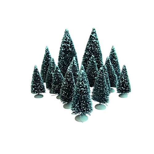 Arbres décoration de noël enneigés 16 pieces vert