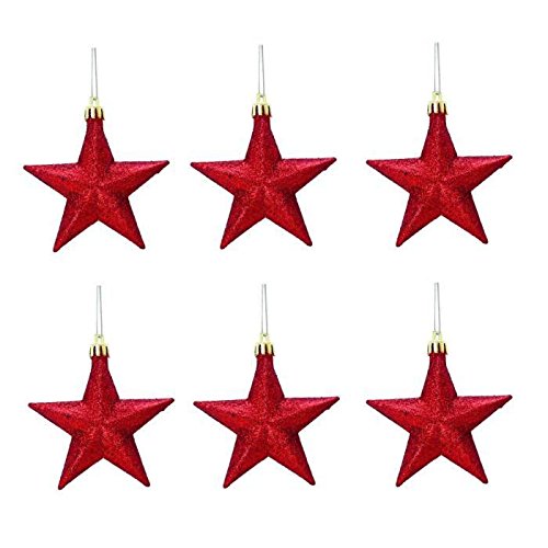 Set de 6 étoiles de noël diametre 12 cm rouge
