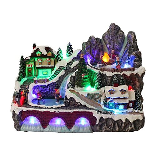 Grand village animé lumineux cascade led 22x15x...