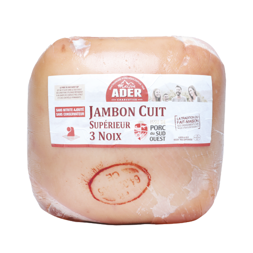 ADER JAMBON CUIT SUPÉRIEUR ISSU DE PORC IGP DU SUD-OUEST SANS NITRITE AJOUTÉ code EAN 3529358737293 