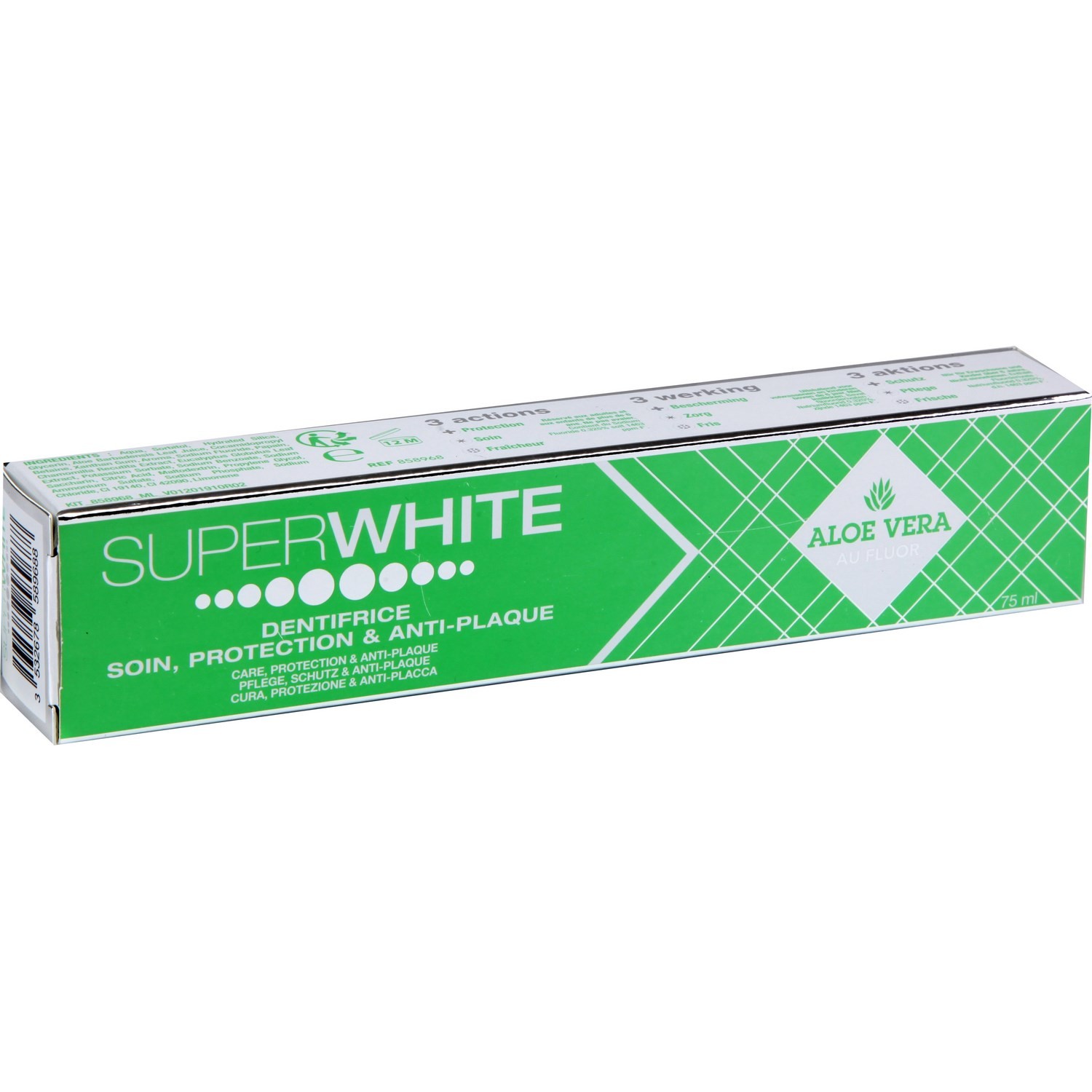 Dentifrice aloe vera au fluor SUPERWHITE