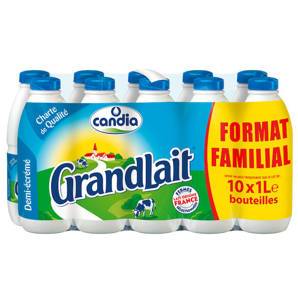 Lait U.H.T. demi-écrémé Grandlait