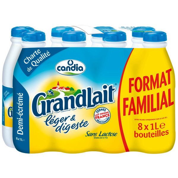 Grandlait Lait U.H.T. demi écrémé 