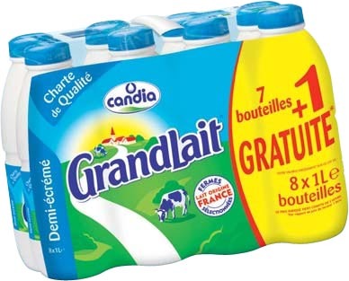  LAIT UHT DEMI-ÉCRÉMÉ GRANDLAIT “CANDIA”* code EAN 3533631469528 