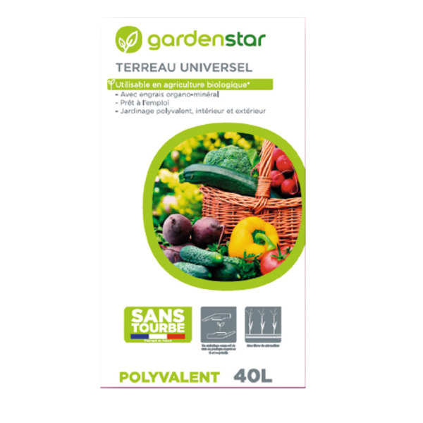  Terreau Universel Sans Tourbe 40 L Gardenstar code EAN 3537560536610 
