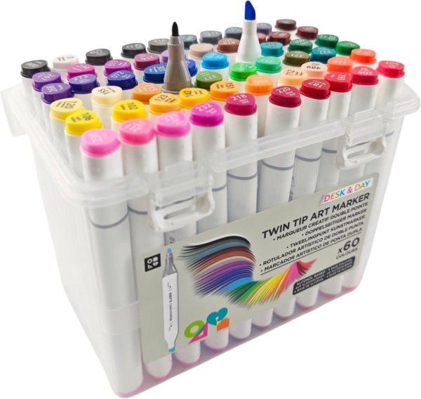  60 MARQUEURS PERMANENTS DOUBLE POINTE  code EAN 3539012005651 