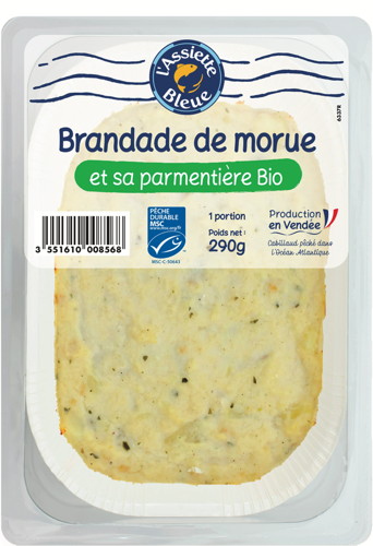 BRANDADE DE MORUE ET SA PARMENTIÈRE BIO MSC 3551610008568 L’ASSIETTE BLEUE BRANDADE DE MORUE ET SA PARMENTIÈRE BIO MSC 3551610008568 L’ASSIETTE BLEUE