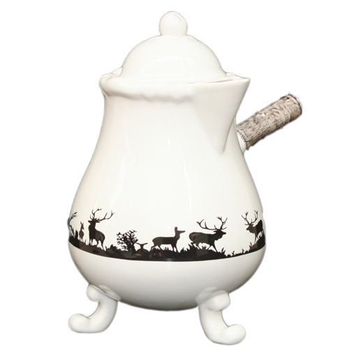 Chocolatière faïence Papiers découpés blanc ~ F...