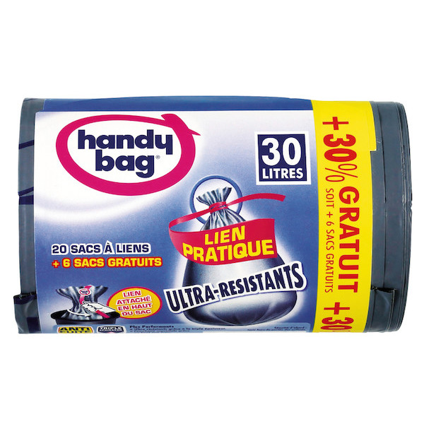 SACS POUBELLE À LIENS ULTRA-RÉSISTANTS 30 L