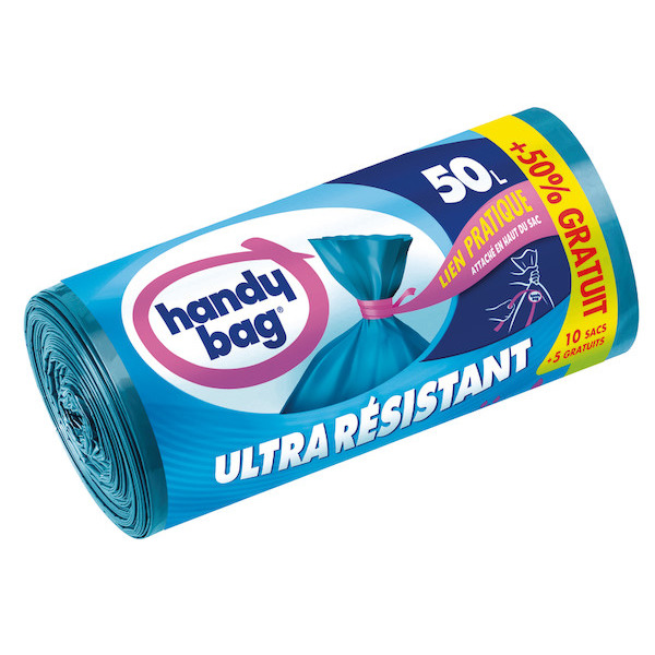 10 SACS POUBELLE 50 L HANDY BAG