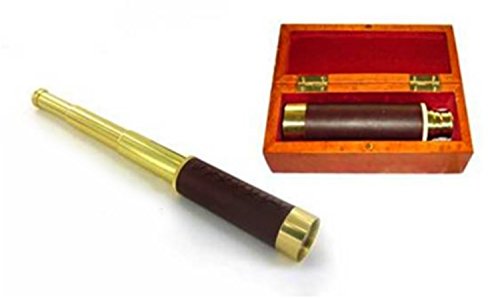 Longue Vue De Marine Vintage Laiton Et Cuir Gro...