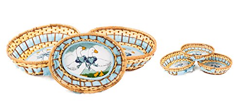 Corbeille à Pain ou à Fruits Décorative - Gigognes Vannerie Motif Oies - Lot de 3 Corbeilles - 3 Tailles Différentes Petite Moyenne et Grande 3559380186455 L'Objet du Monde
