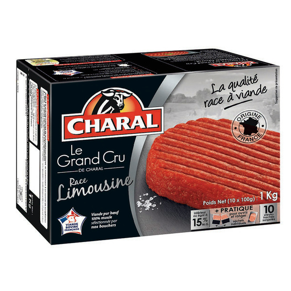 charal Steaks hachés "Le Grand Cru" Race Limousine surgelés code EAN 3559561003434 