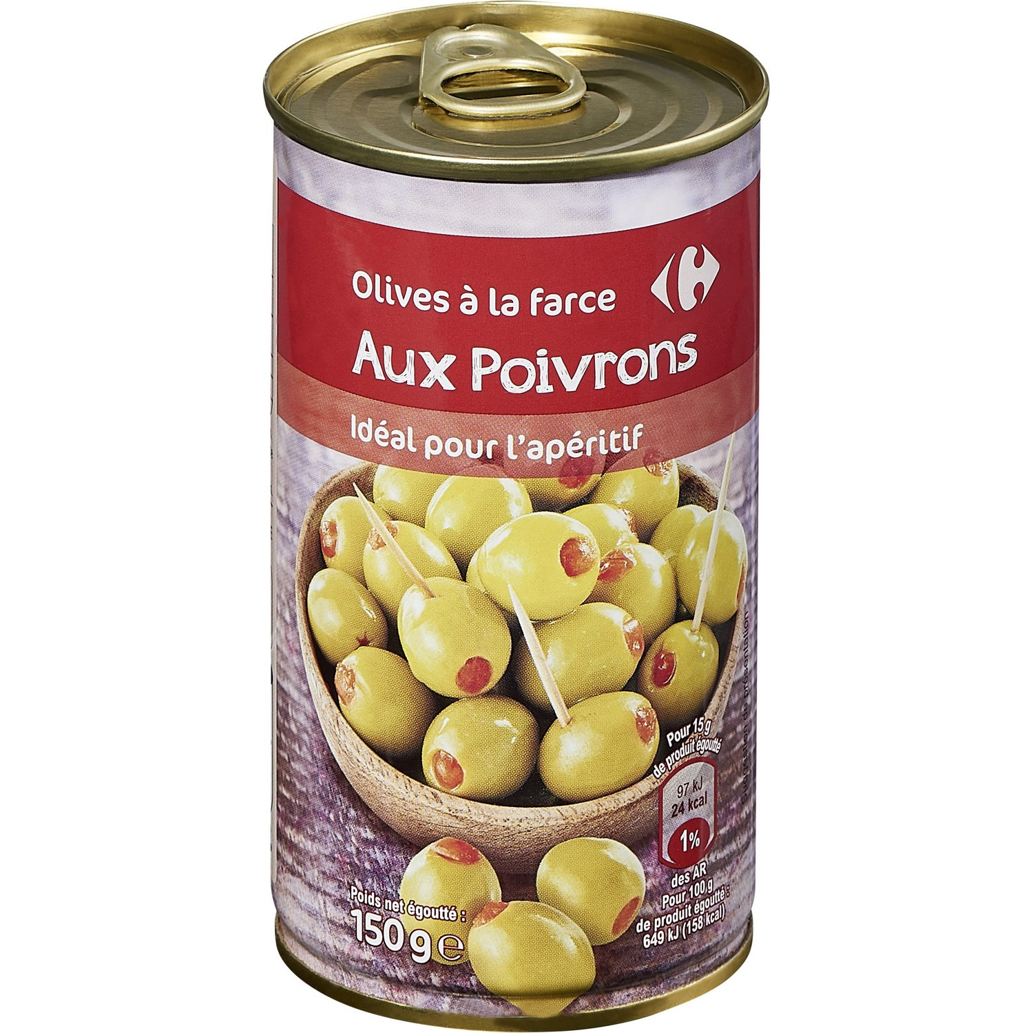 Olives vertes farcies aux poivrons CARREFOUR