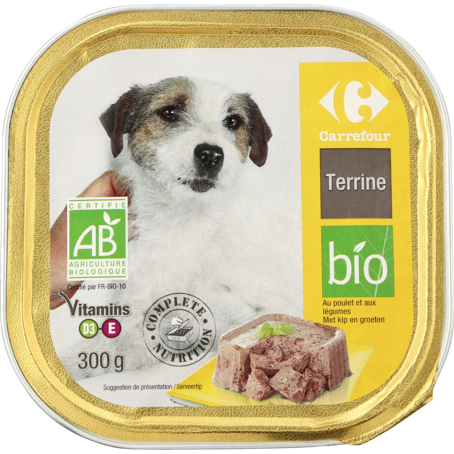 Pâtée pour chiens bio poulet légumes CARREFOUR