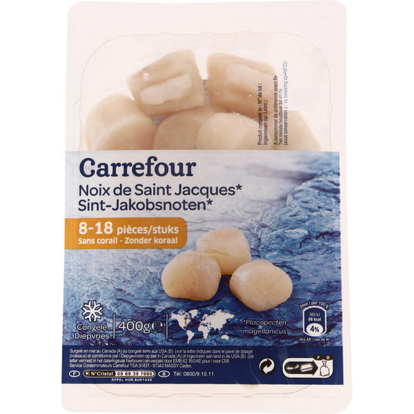 Noix de Saint-Jacques sans corail surgelées