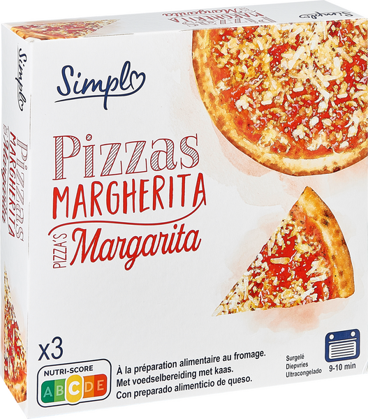 SIMPL Pizzas Margherita surgelées code EAN 3560070348503 