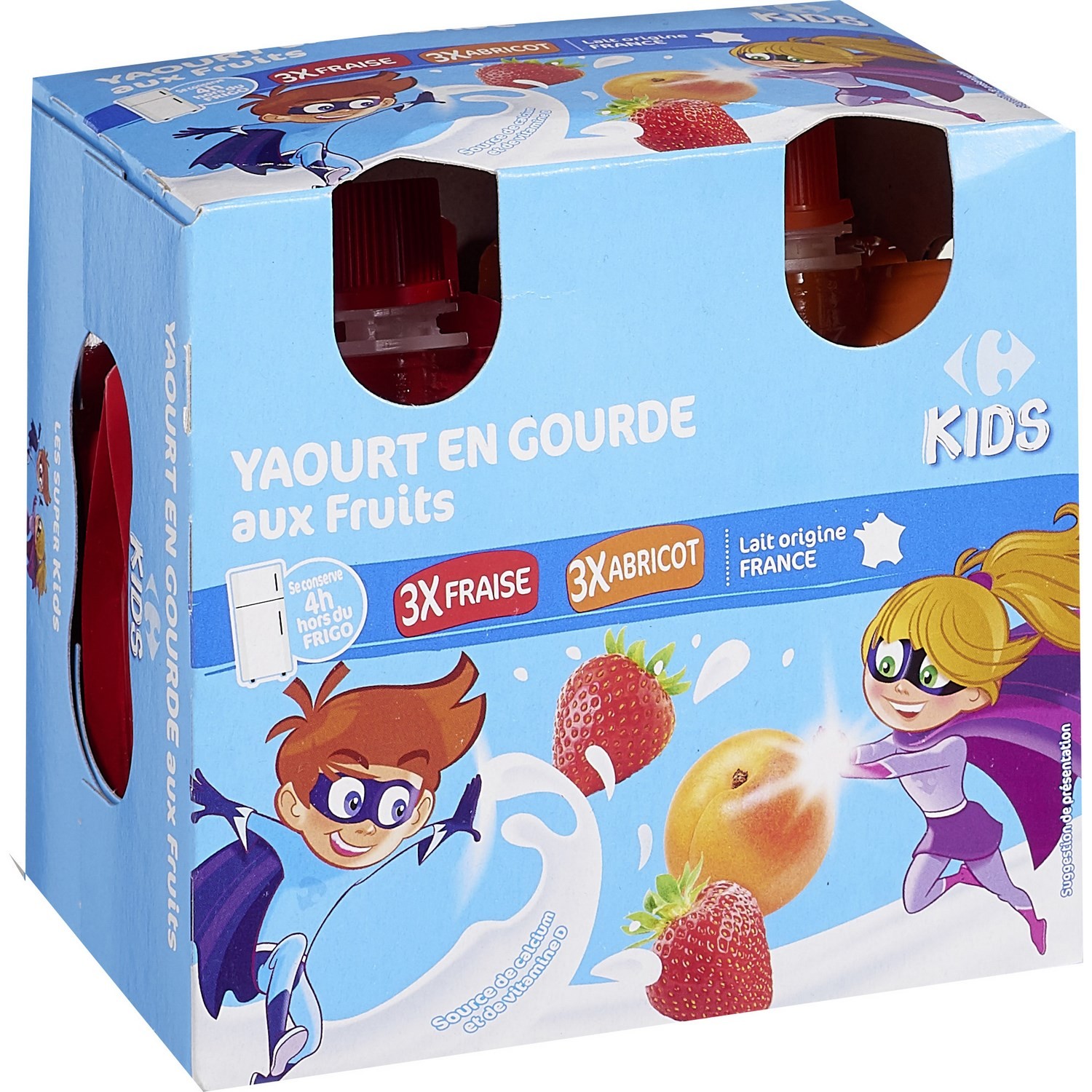 Yaourt fraise abricot CARREFOUR KIDS