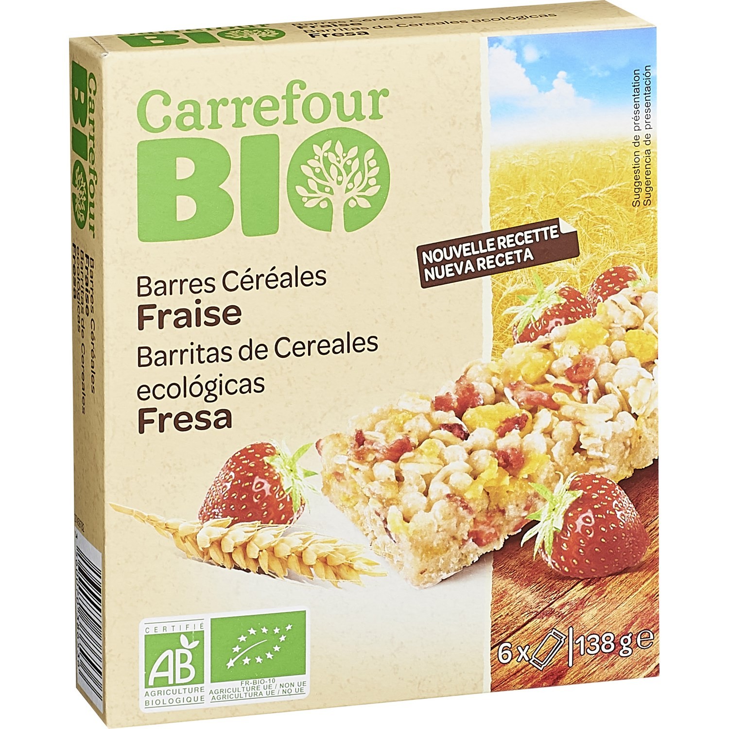 Barres bio céréales fraise CARREFOUR BIO
