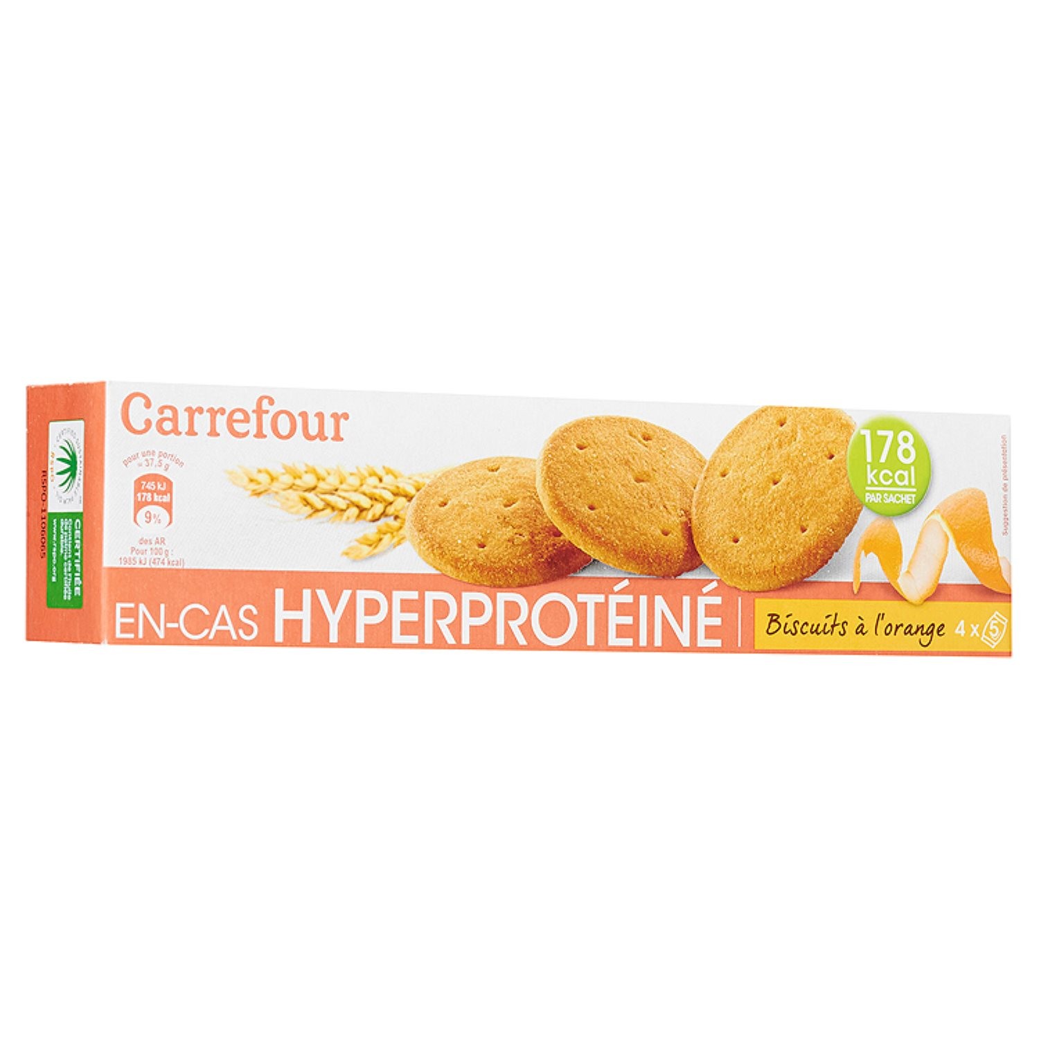 CARREFOUR Biscuits hyperprotéinés à l'orange CARREFOUR code EAN 3560070407385 
