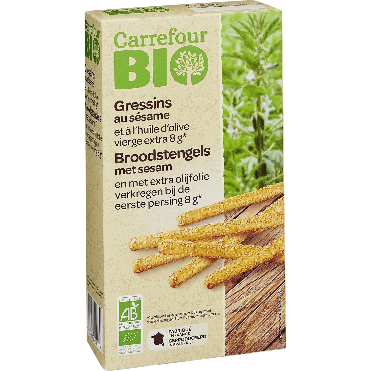 Gressins bio sésame et huile d'olive CARREFOUR BIO