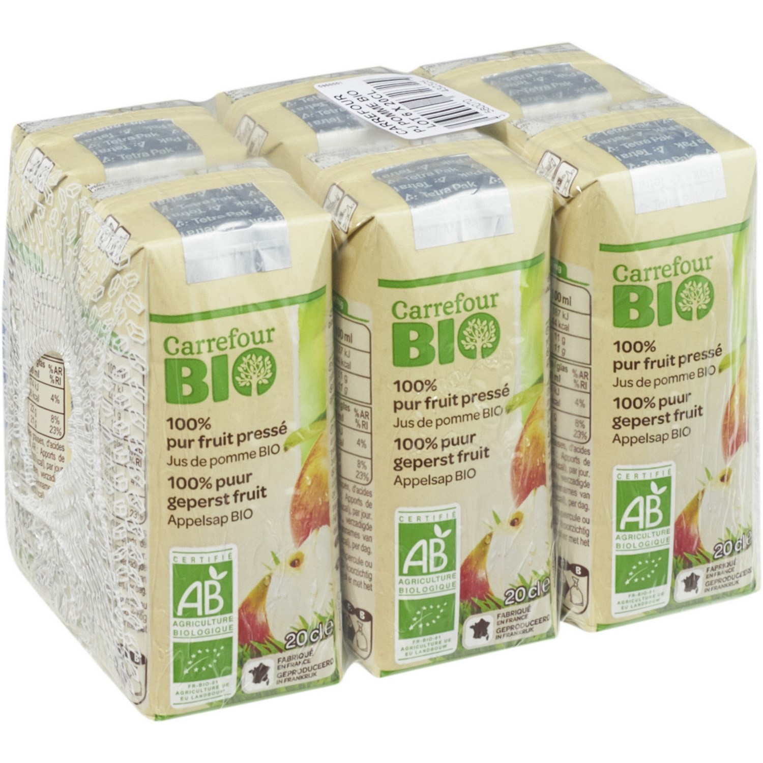 Jus de pomme 100% pur fruit pressé bio CARREFOU...