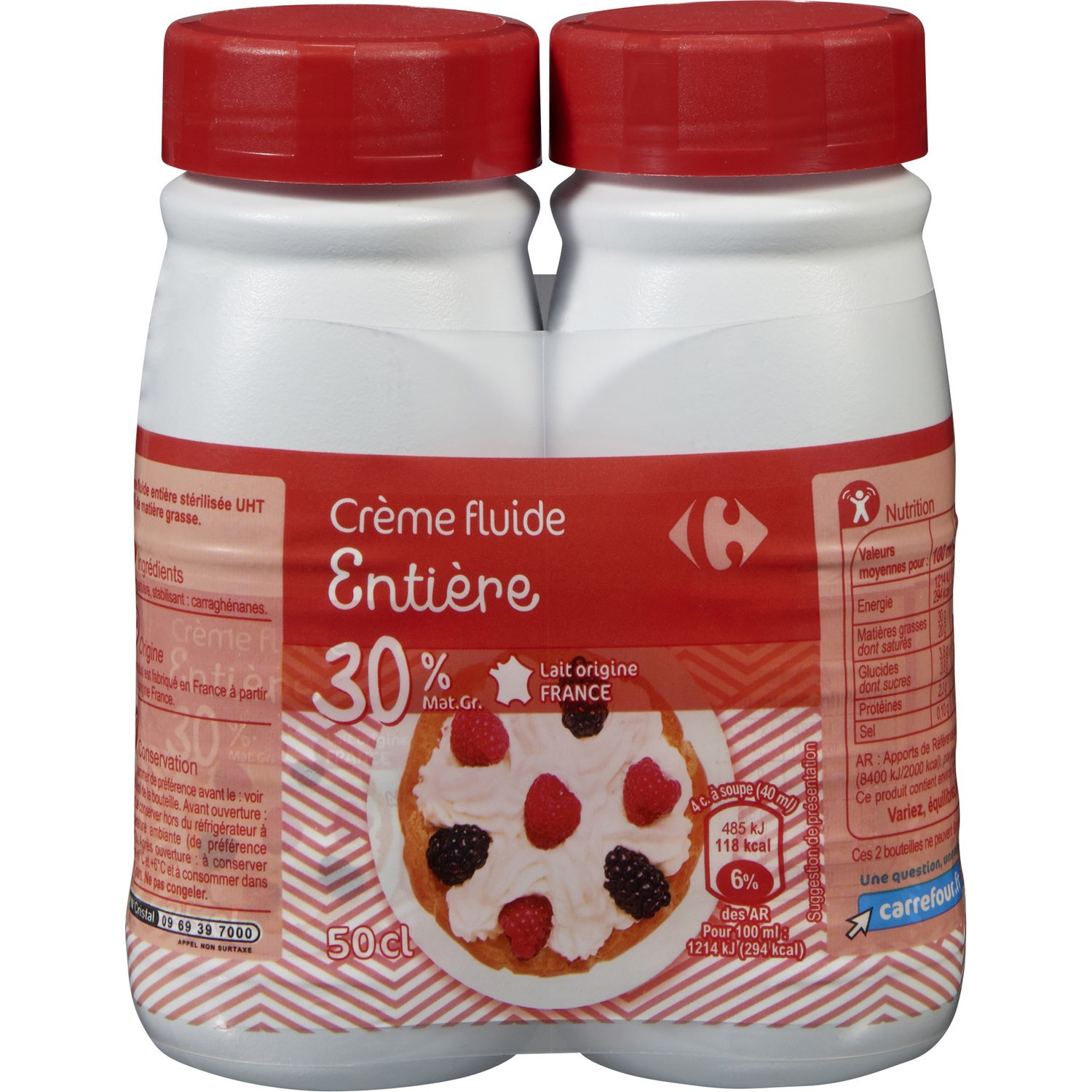 Crème Entière Fluide 30% Mat.Gr. CARREFOUR