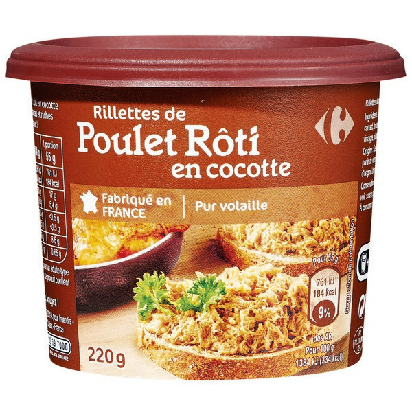 RILLETTES DE POULET RÔTI EN COCOTTE CARREFOUR