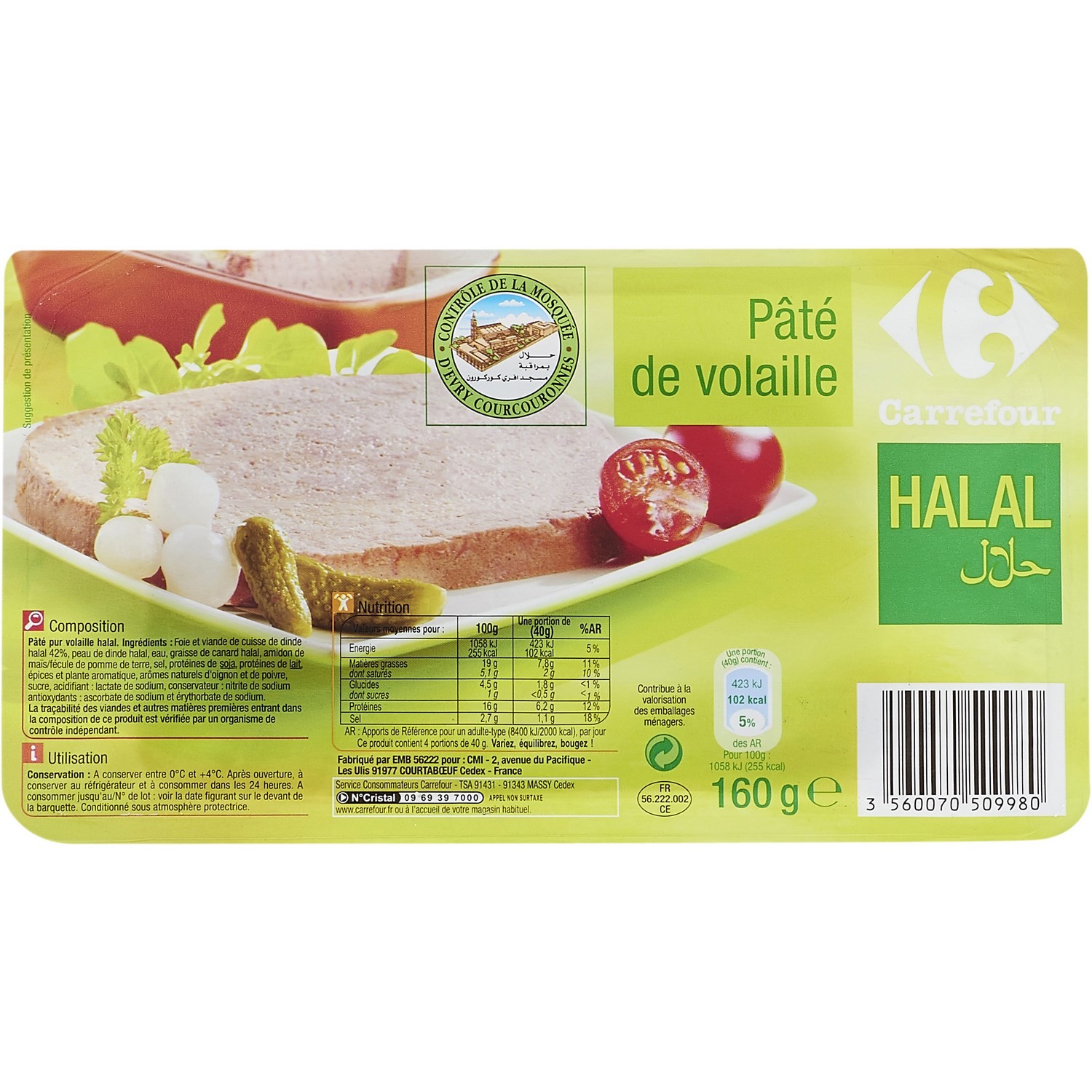 Pâté halal de volaille CARREFOUR