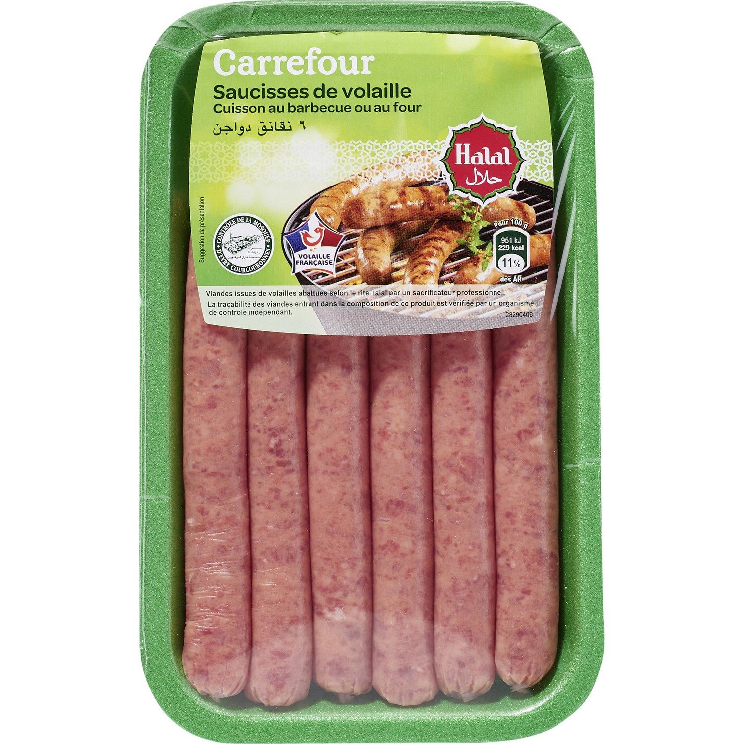 Saucisses halal de volaille CARREFOUR